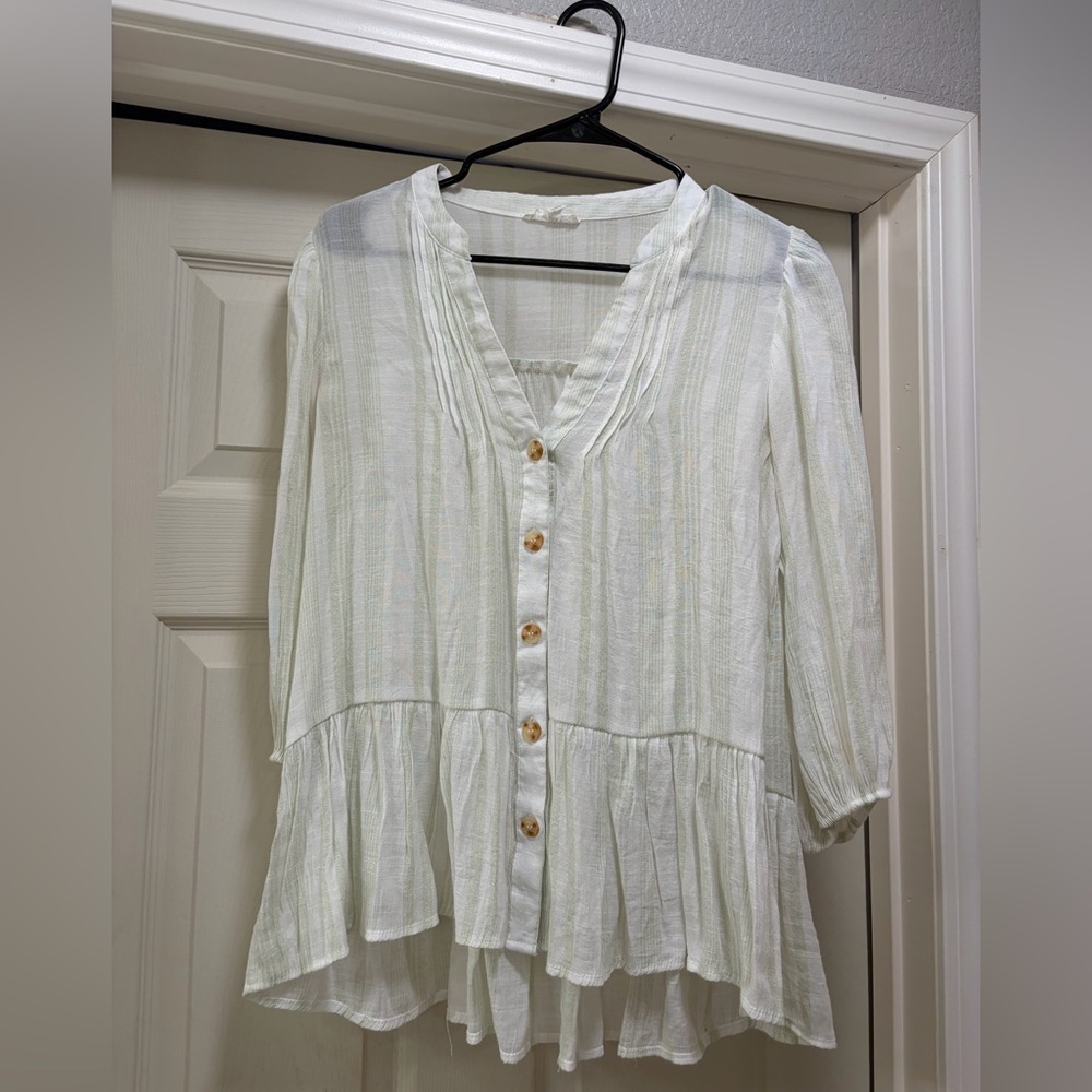 Blu Pepper White and Cream Striped Blouse